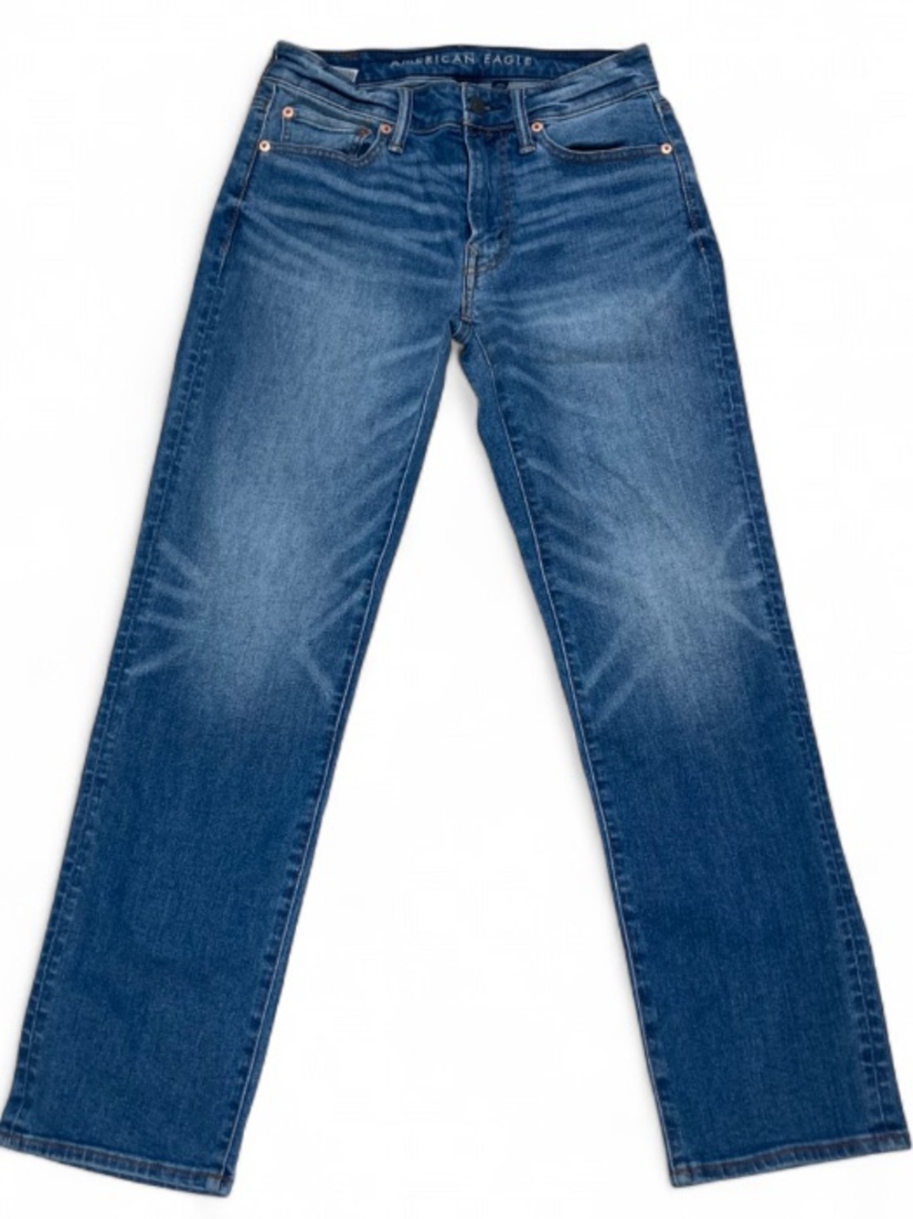 EUC American Eagle Women’s 28x30 Blue Straight Leg Jeans Denim #straightleg #y2k